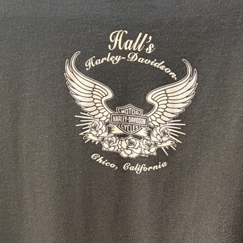 Harley Davidson Halls Chico California Black short sleeve v neck T SZ 2X